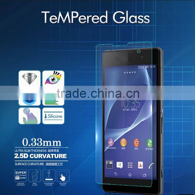 2.5D ultra thin explosion proof 9h tempered glass screen protector for sony xperia zr