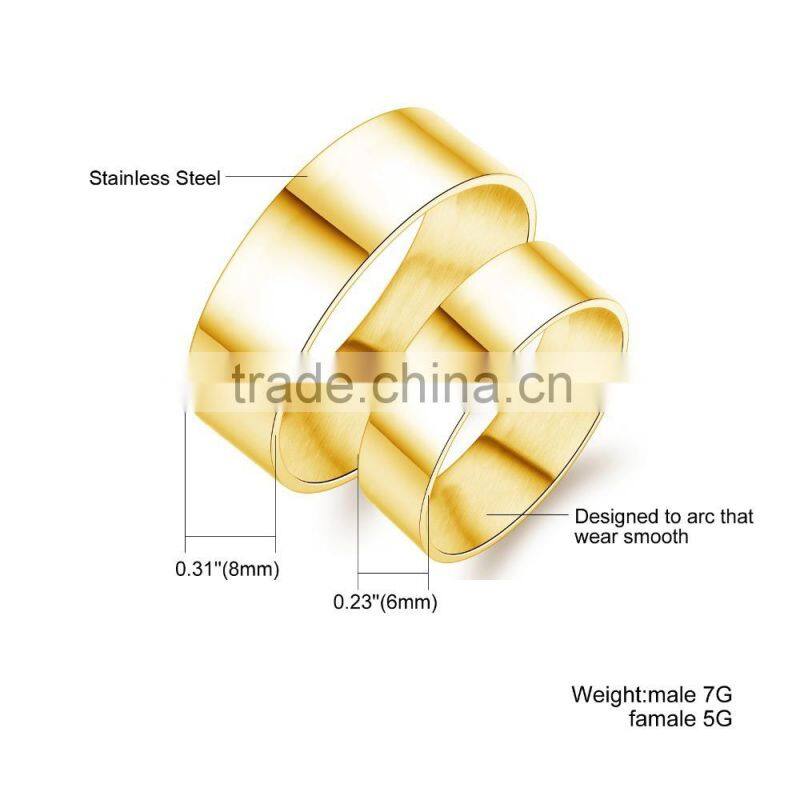 factory direct price fashion design 18K IP gold ring design for couples
