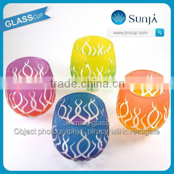 OEM painting east asia exporting glas Chromatic Glass Ice cream glasses with cool design pattern tumbler Ice cream Glass Tumbler