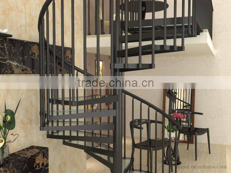 Australia Standard Black Color Aluminum Frame Indoor Glass Spiral Stair