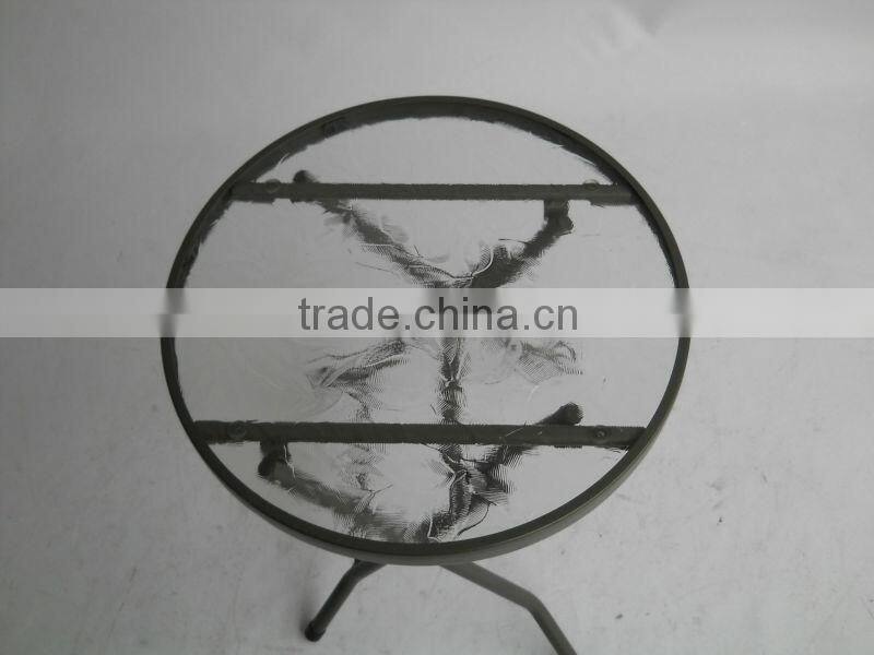 Folding Camping Glass Table With Steel Tube For Picnic