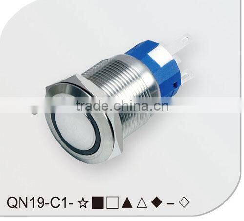 Ring illuminated stainless stell 19mm push button switch