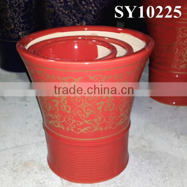 Pot for flower maroon outdoor big porcelain planter pot wholesale