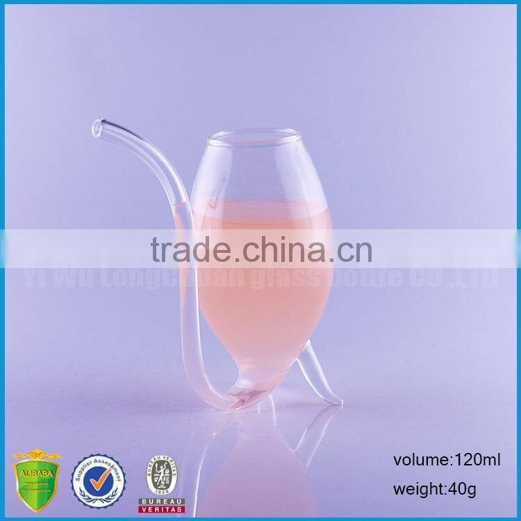 120ml drinking glass wine cup with straw
