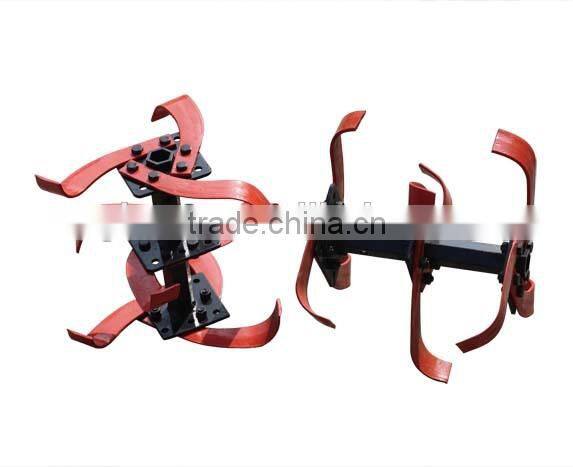Agricultural tools and uses 2-wheel mini power tiller with weeding equipment names tri-group rotary blade