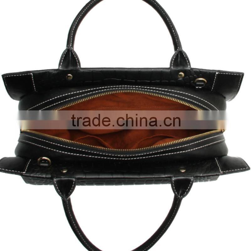 N2272-A5162 New Arrival black crocodile pattern leather satchel handbag ladies fashion designer bags