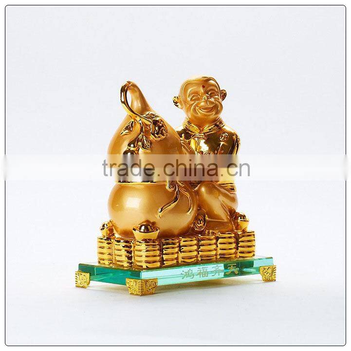 24K Golden color resin money statue , resin animal decoration , fengshui statue