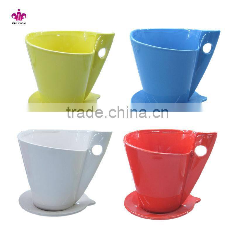 ceramic flower pot with saucer