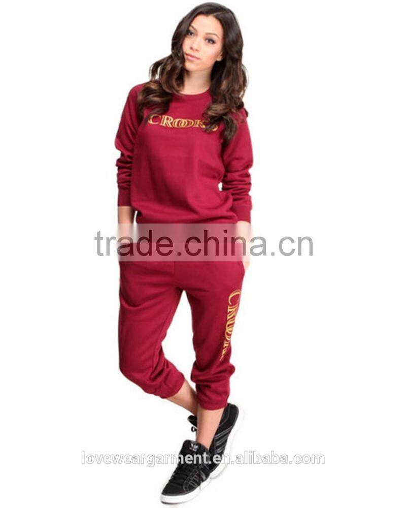Cropped sweatpants women custom print cotton fleece sweatpants