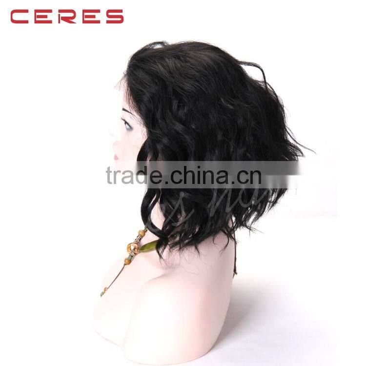 fashional natural color short slight wave lace front wig, wavy wig for young women