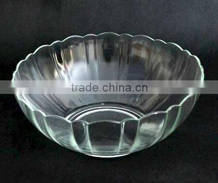 Flower shaped round clear glass salad fruit bowl set