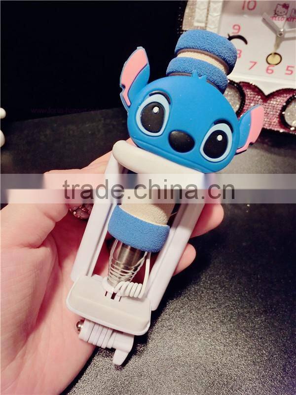 2015 Hot Sell Mini Wired All In One Selfie Stick Handheld Extendable Fold Selfie Stick Holder For Cell Phone