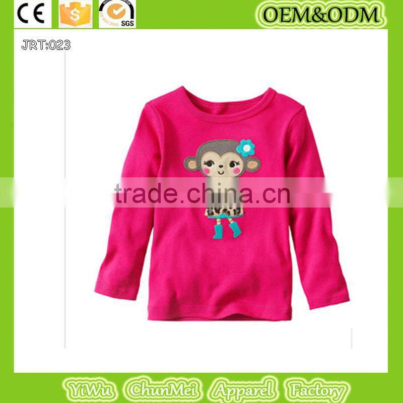 new baby boy girl t shirt cartoon monkey t shirt long sleeve t shirt100%cotton tee red color backgroud t-shirt