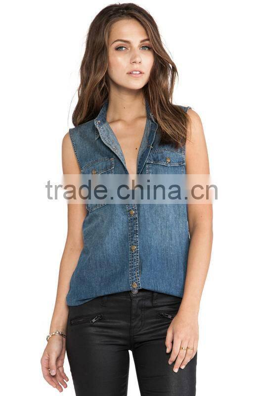 new designer sleeveless denim women vest JXF032