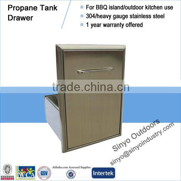 Outdoor slide in propane tank drawer