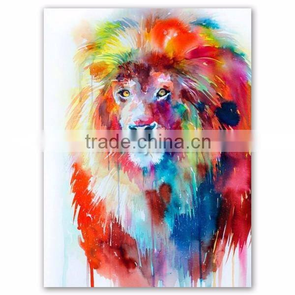 2016 Latest Design Watercolor Abstract Canvas Animal Lion Oil Painting Picture