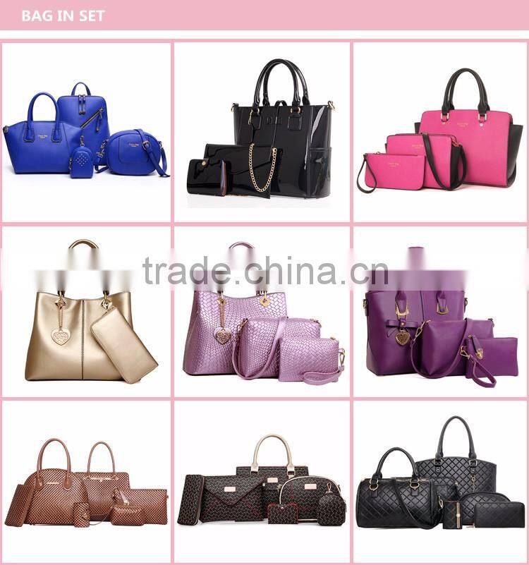 6 pcs of 1 set handbags shoulder bags wholesale PU 2016 stylish women bag