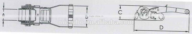 2" Steel Extendable Cargo Lashing Tie Down Strap Ratchet Buckle