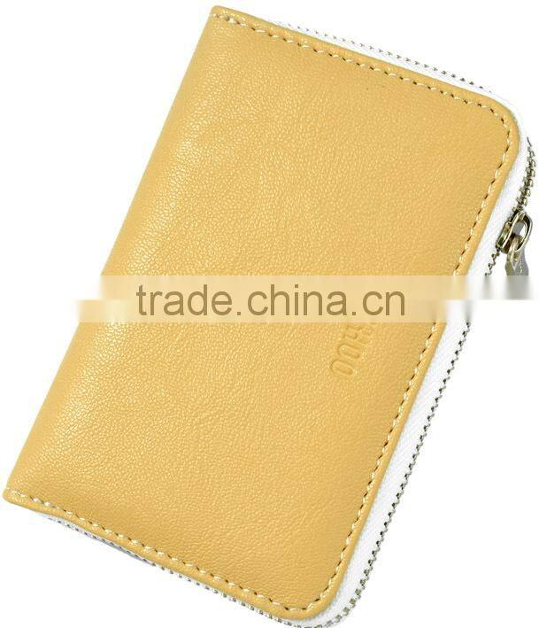 leather business card holder credit card holder with metal zipper