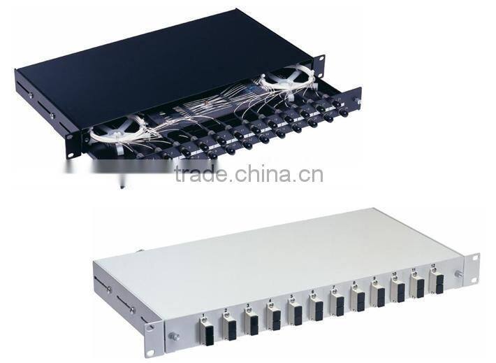hot sale 12 ports 1U 19"sliding Wall-mount drawer type fiber optic patch panel for optical fiber PLC Splitter