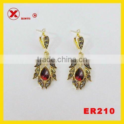 single stone cheap chinese red stone earring designs