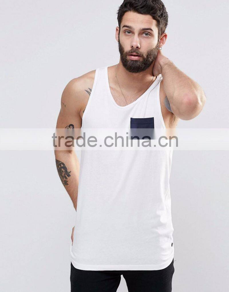 Daijun OEM fashion pocket white summer slim fit mens tank top