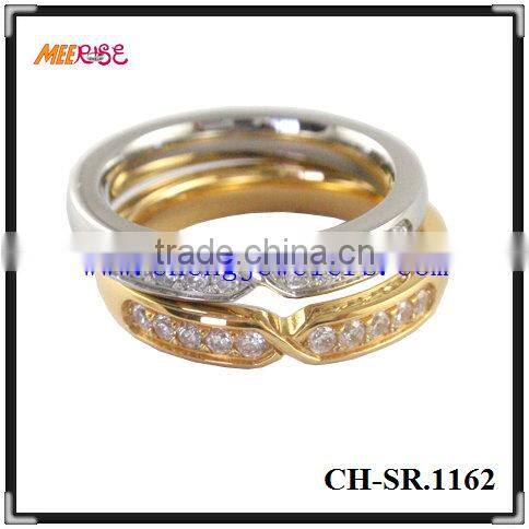2014 high polished stainless steel couple ring with black strip