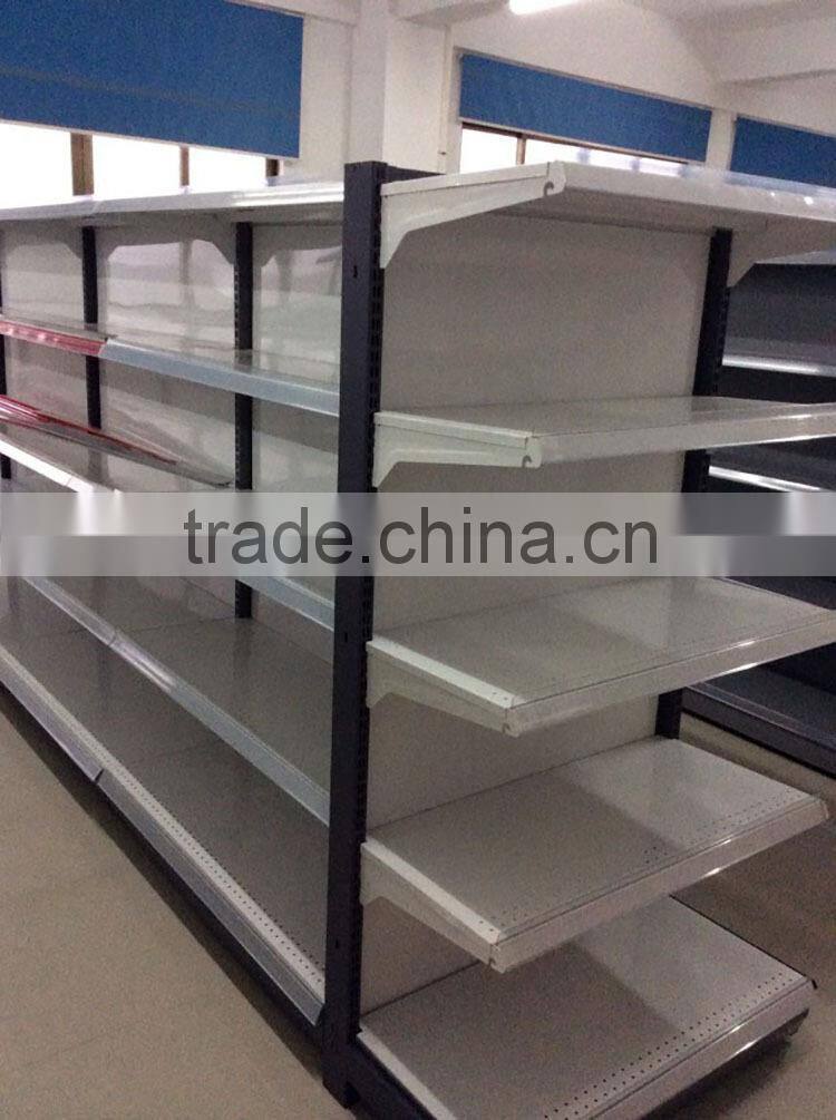 Metal Supermarket Shelving shelf With Iron Back Board