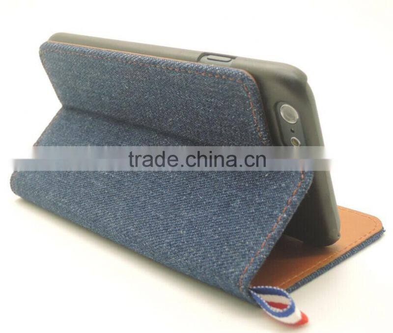 high quality card holder Jean & leather case for iphone 6