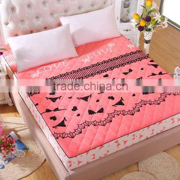 Patterned Anti Slip Thin Waterproof Mattress Pad