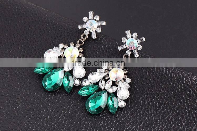 newest designs promotion multi color rhinestone water drop fancy earrings for party girl