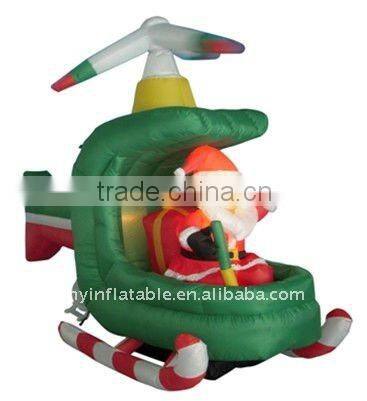 Inflatable santa in Helicopter