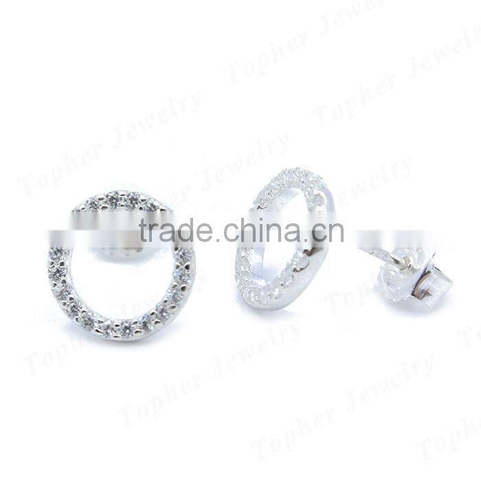 925 sterling silver simple stud earring with zircon