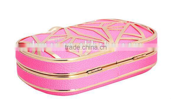 2014 metal mesh and leather evening bags fashion clutch Evening Bag