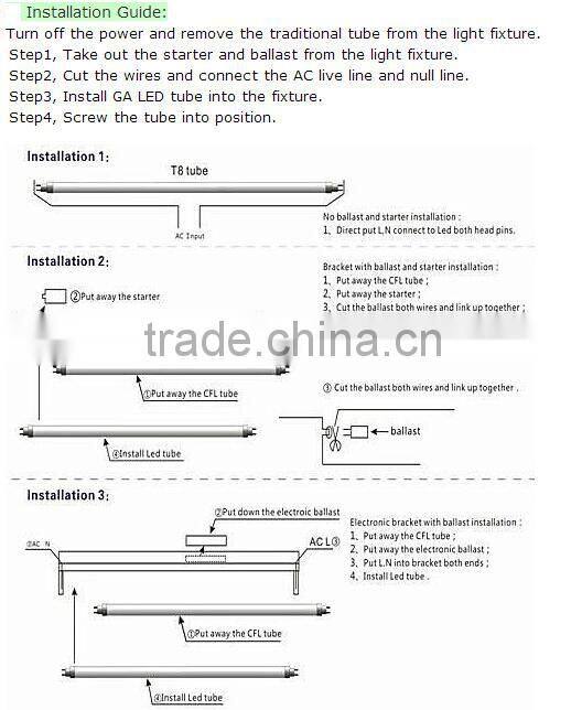 Energy Saving 2 Years Warranty Glass Tube Light T8 LED Tube 600mm