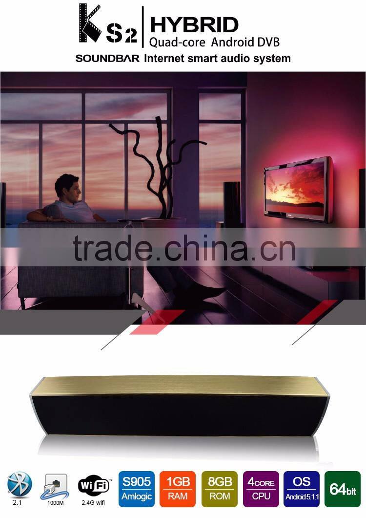 KS2 hybrid soundbar bluetooth 2.1 kodi 16.1 S905 4-core processor tvbox