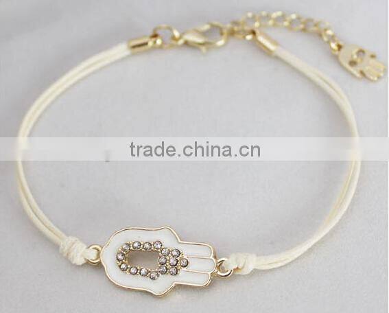 Fashion enameled hamsa hand for elastic rope bracelet