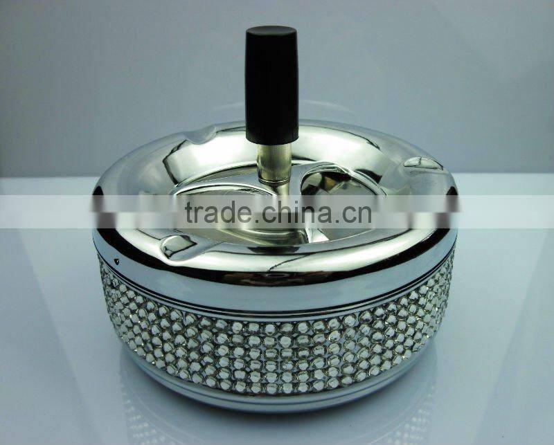 Leather cover metal round ashtray