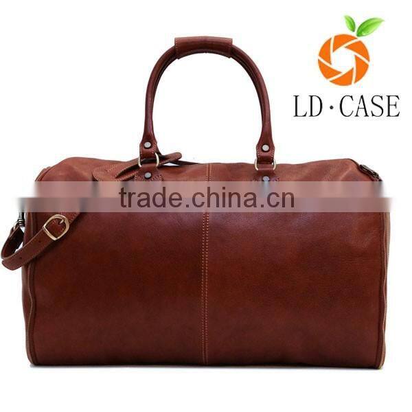 men real leather storage bag organizer trolley travel luggage bag