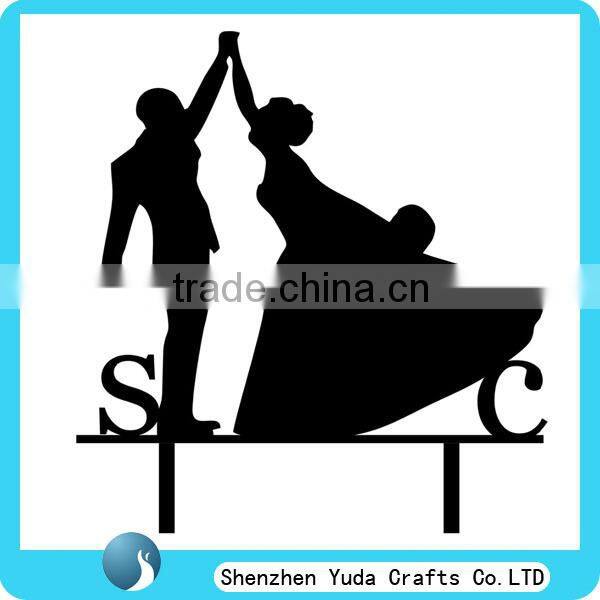 Wholesale price black acrylic material wedding cake topper perspex custom cake topper
