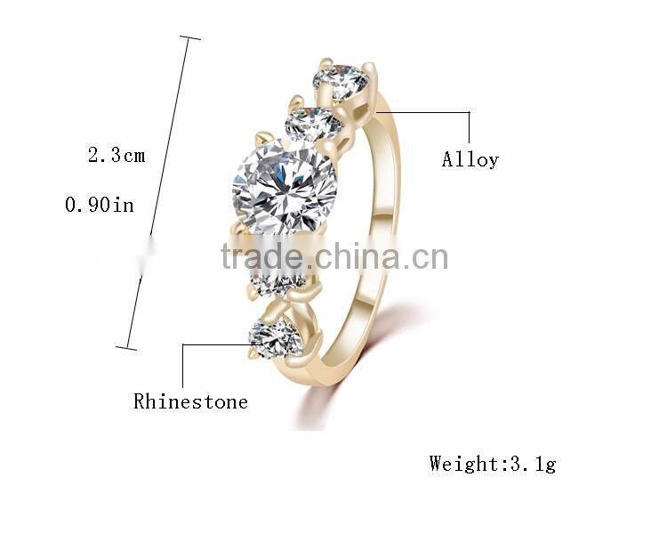 Hot sale 18K real gold plated ring fashion new crystal rings wedding