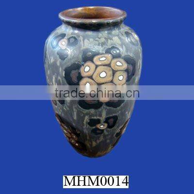 Geometric Enameled Ceramic Vase