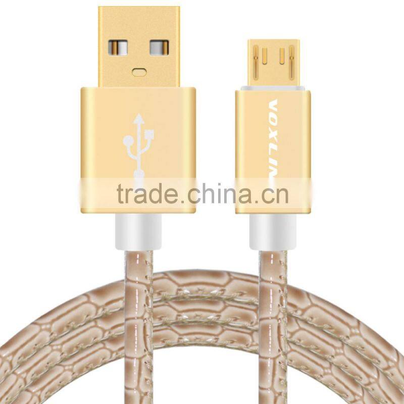 VOXLINK colorful 5v 2a gold plated 2m Crocodile USB typc c Charger Cable for macbook