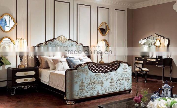Classic Chinese design bedroom furniture solid wood hand carved handle four doors wardrobe