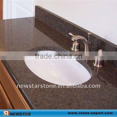 bull nose edge vanity tops with copper faucet