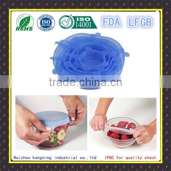 Food grade durable universal silicone lid,flexible silicone lid,silicone stretch lids