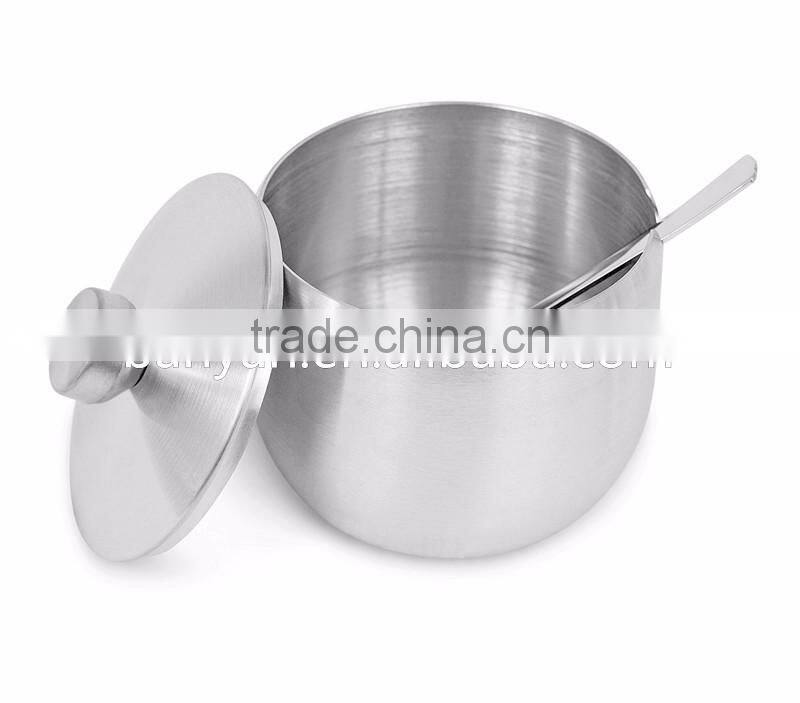 Stainless Steel Condiment Set Seasoning Containers with Stand and Spoons