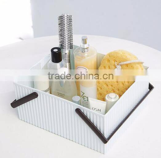 cy268 Decorative Plastic Home Office Storage Boxes Desktop Basket Organizer Handle Bathroom Kitchen Home Office Tidy Box