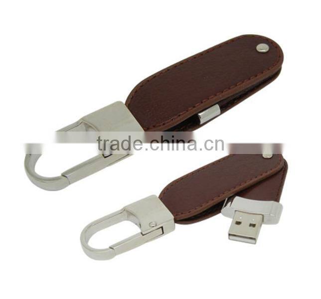 oem popular keychain leather usb flash drive 8gb bluk