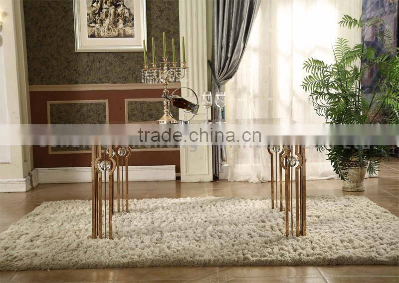 fancy Rose golden tainless steel marble top dining table